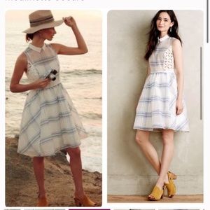 MOULINETTE SOEURS blue motif collar dress 6P